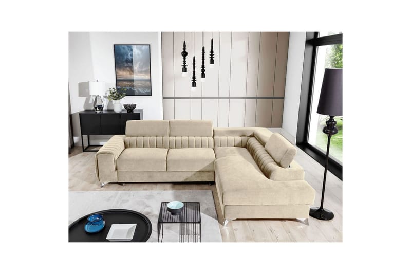 Hörnsoffa Eltap Laurence 278x205x92 cm - Monolith 04, Ljus Beige, Höger - Möbler - Vardagsrum - Bäddsoffor