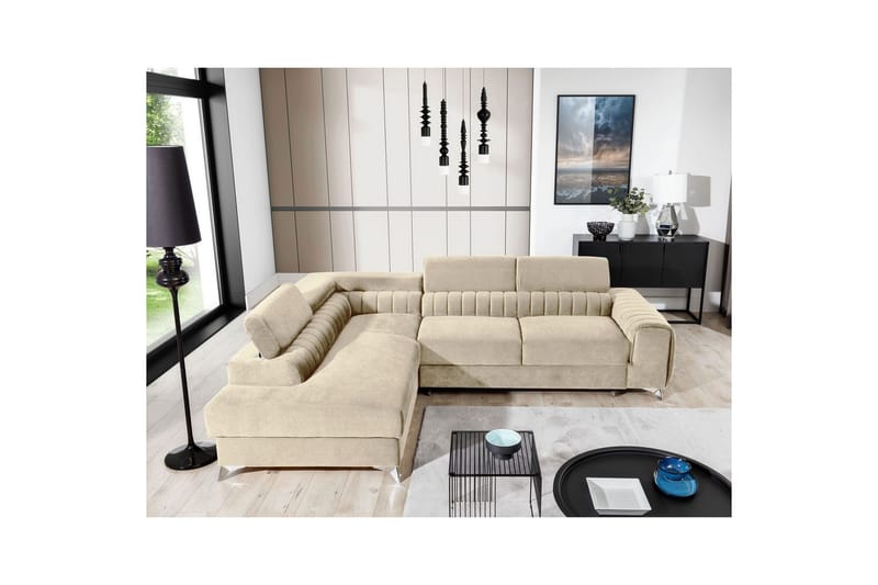 Hörnsoffa Eltap Laurence 278x205x92 cm - Monolith 04, Ljus Beige, Vänster - Möbler - Vardagsrum - Bäddsoffor