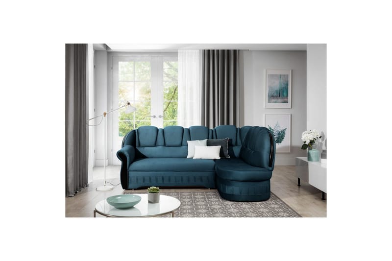 Hörnsoffa Eltap Lord 243x180x112 cm - Monolit 77, Blå, Höger - Möbler - Vardagsrum - Bäddsoffor