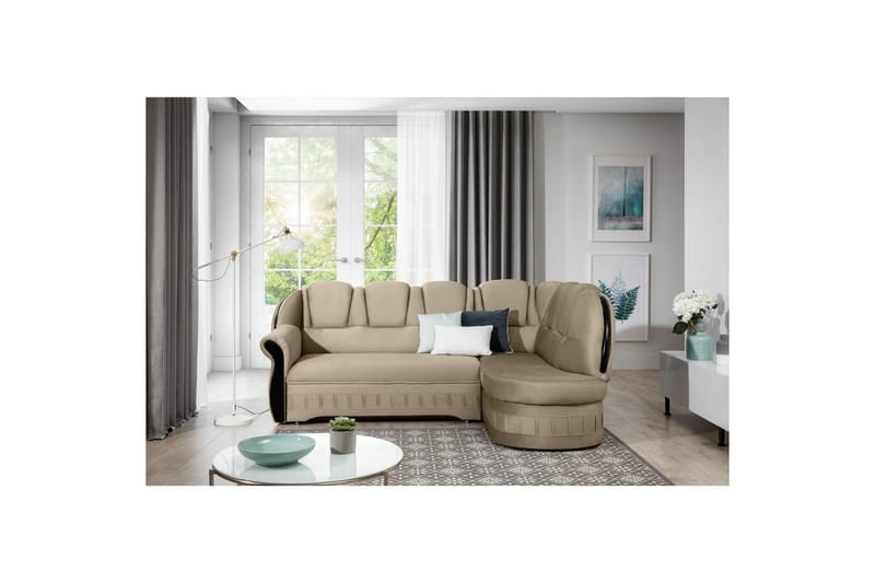 Hörnsoffa Eltap Lord 243x180x112 cm - Monolith 09, Mörk Beige, Höger - Möbler - Vardagsrum - Bäddsoffor
