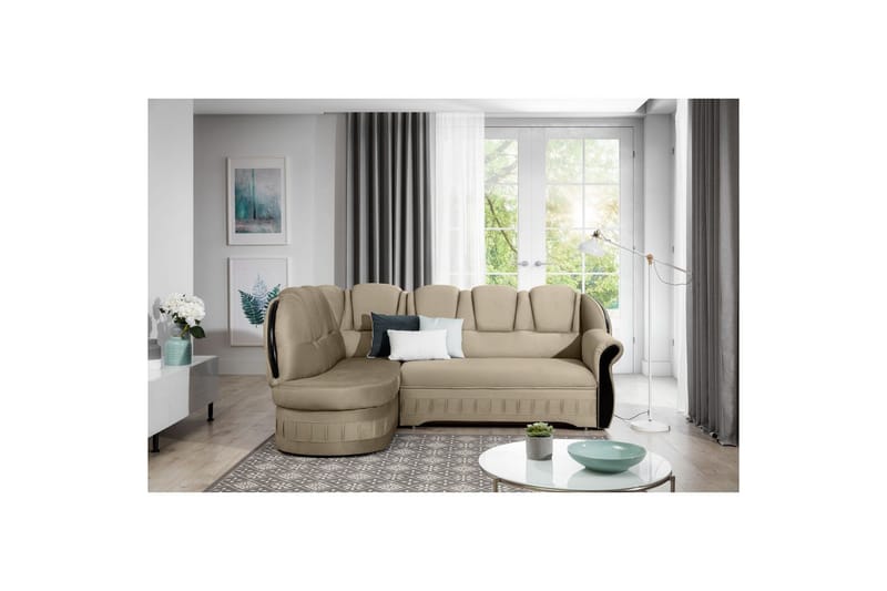 Hörnsoffa Eltap Lord 243x180x112 cm - Monolith 09, Mörk Beige, Vänster - Möbler - Vardagsrum - Bäddsoffor