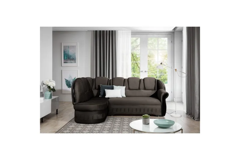 Hörnsoffa Eltap Lord 243x180x112 cm - Monolith 29, Mörk Brun, Vänster - Möbler - Vardagsrum - Bäddsoffor