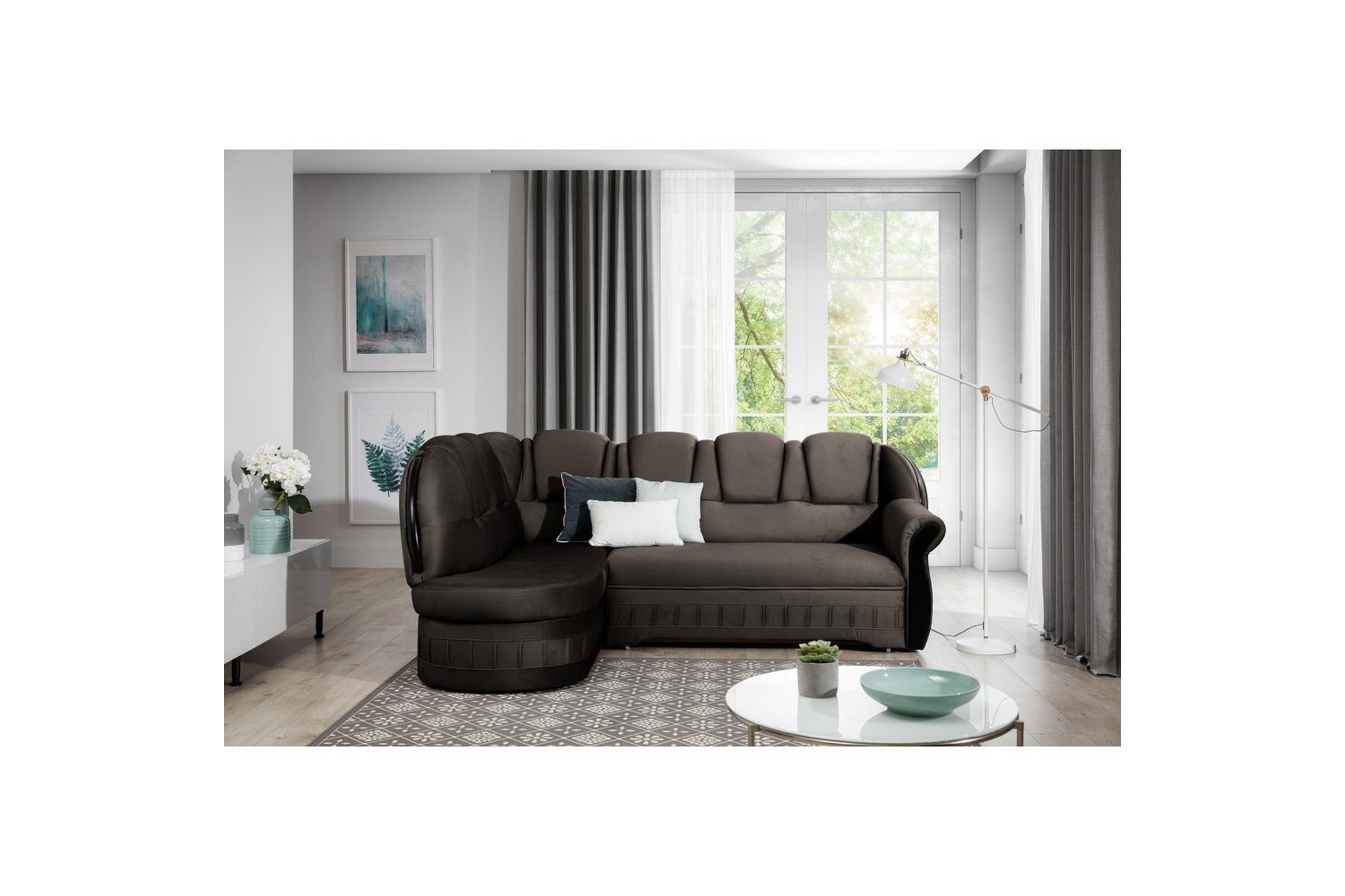 hörnsoffa eltap lord 243x180x112 cm - monolith 29, mörk brun, vänster