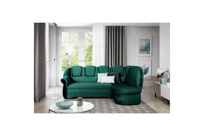 Hörnsoffa Eltap Lord 243x180x112 cm - Nube 35, Grön, Höger - Möbler - Vardagsrum - Bäddsoffor