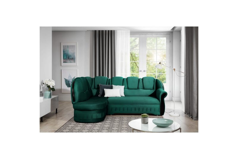 Hörnsoffa Eltap Lord 243x180x112 cm - Nube 35, Grön, Vänster - Möbler - Vardagsrum - Bäddsoffor