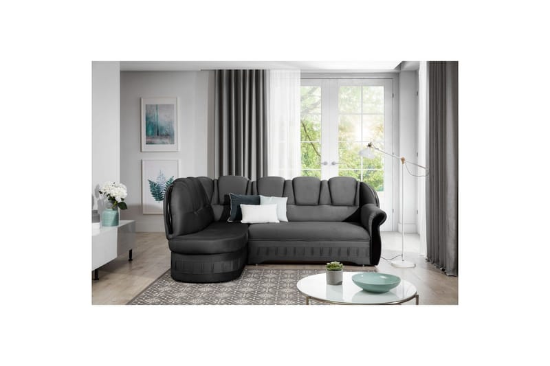 Hörnsoffa Eltap Lord 243x180x112 cm - Nube 6, Mörkgrå, Vänster - Möbler - Vardagsrum - Bäddsoffor