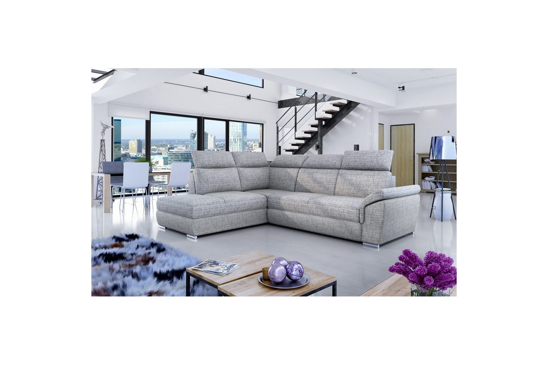 hörnsoffa eltap loreto 260x210x102 cm - berlin 01, grå, vänster