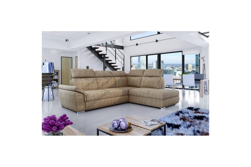 Hörnsoffa Eltap Loreto 260x210x102 cm - Berlin 03, Beige, Höger - Möbler - Vardagsrum - Bäddsoffor