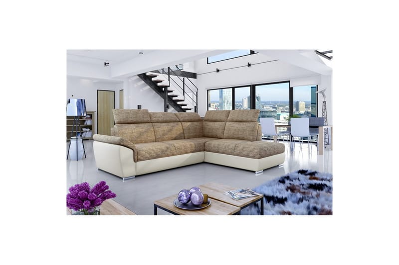 Hörnsoffa Eltap Loreto 260x210x102 cm - Berlin 03, Soft 33, Beige, Höger - Möbler - Vardagsrum - Bäddsoffor