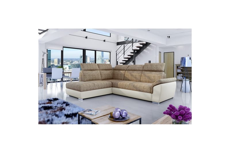Hörnsoffa Eltap Loreto 260x210x102 cm - Berlin 03, Soft 33, Beige, Vänster - Möbler - Vardagsrum - Bäddsoffor