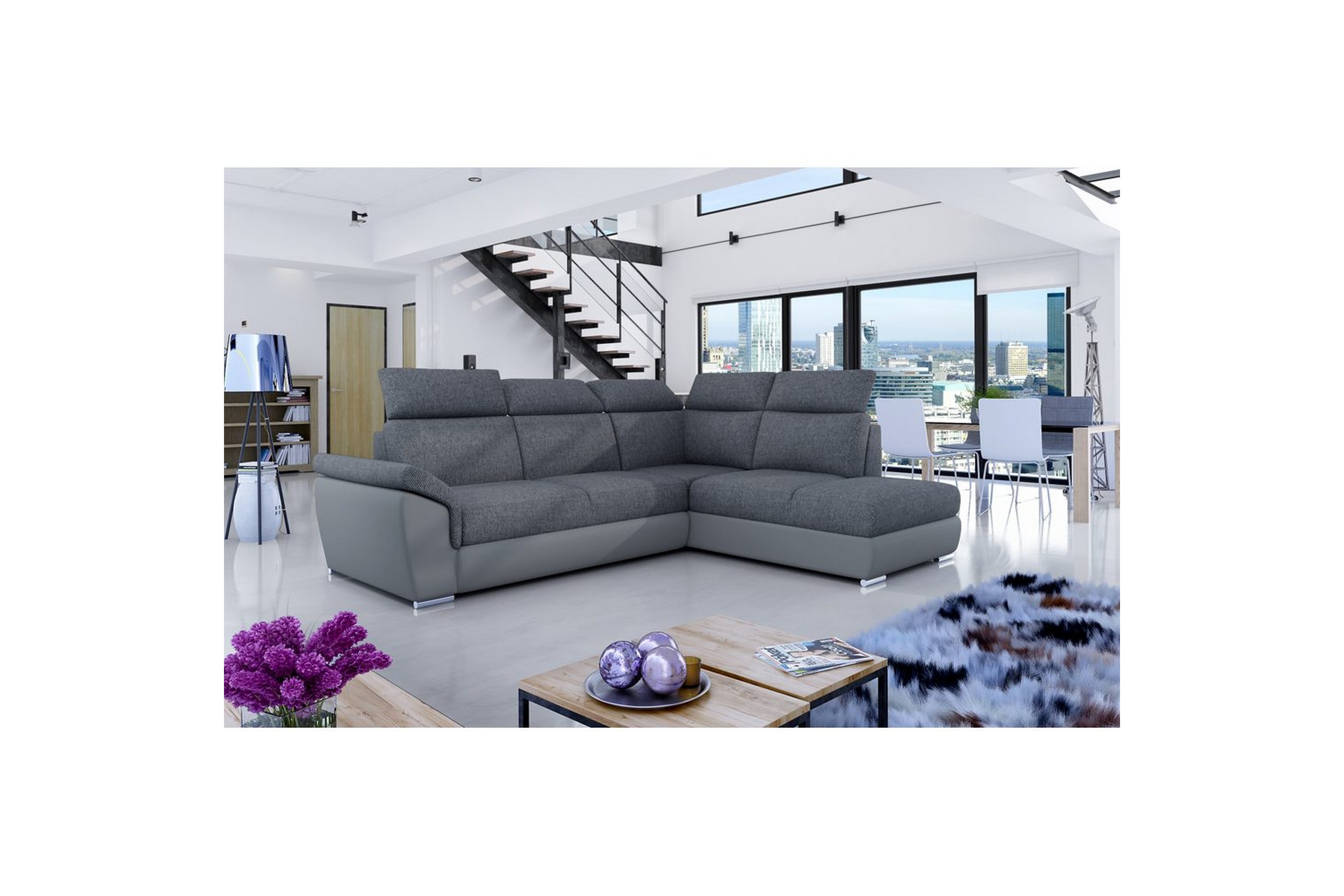 hörnsoffa eltap loreto 260x210x102 cm - inari 96, soft 29, mörkgrå, grå, höger