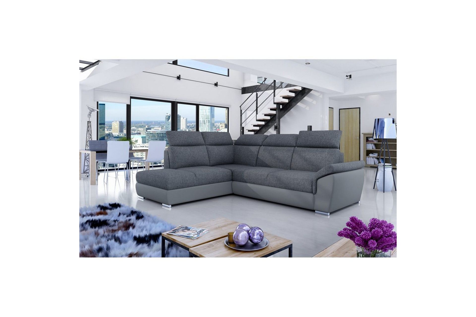 H&ouml;rnsoffa Eltap Loreto 260x210x102 cm - Inari 96, Soft 29, M&ouml;rkgr&aring;, Gr&aring;, V&auml;nster