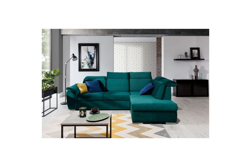 Hörnsoffa Eltap Loreto 260x210x102 cm - Kronos 19, Mörkgrön, Höger - Möbler - Vardagsrum - Bäddsoffor