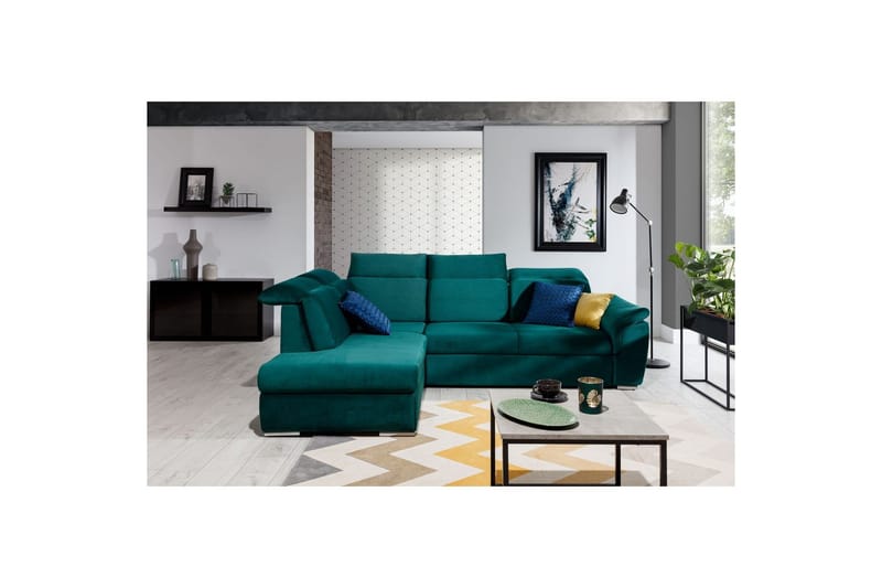 Hörnsoffa Eltap Loreto 260x210x102 cm, Kronos 19, Mörkgrön, Vänster