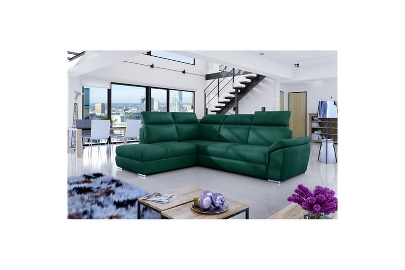 Hörnsoffa Eltap Loreto 260x210x102 cm - Monolit 37, Grön, Vänster - Möbler - Vardagsrum - Bäddsoffor