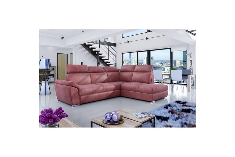 Hörnsoffa Eltap Loreto 260x210x102 cm - Monolit 63, Rosa, Höger - Möbler - Vardagsrum - Bäddsoffor