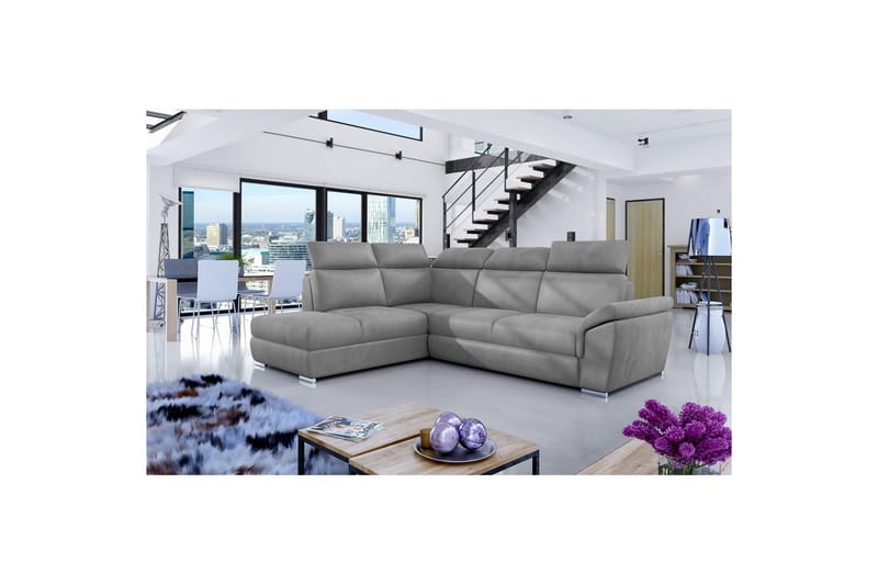 Hörnsoffa Eltap Loreto 260x210x102 cm - Monolit 84, Ljusgrå, Vänster - Möbler - Vardagsrum - Bäddsoffor