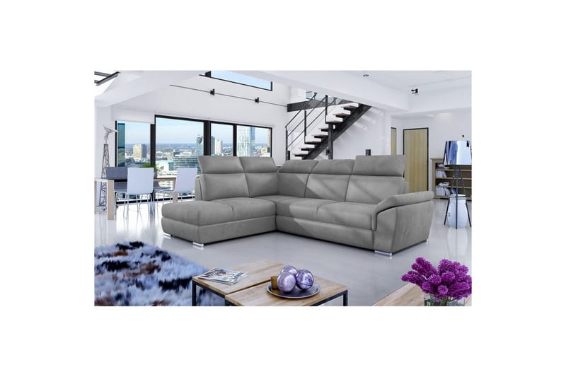 Hörnsoffa Eltap Loreto 260x210x102 cm, Monolit 84, Ljusgrå, Vänster
