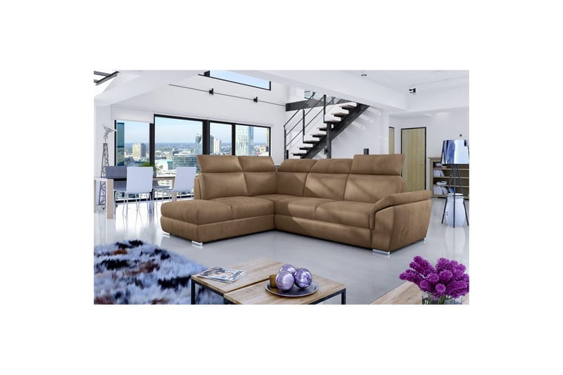 Hörnsoffa Eltap Loreto 260x210x102 cm - Monolith 09, Mörk Beige, Vänster - Möbler - Vardagsrum - Bäddsoffor