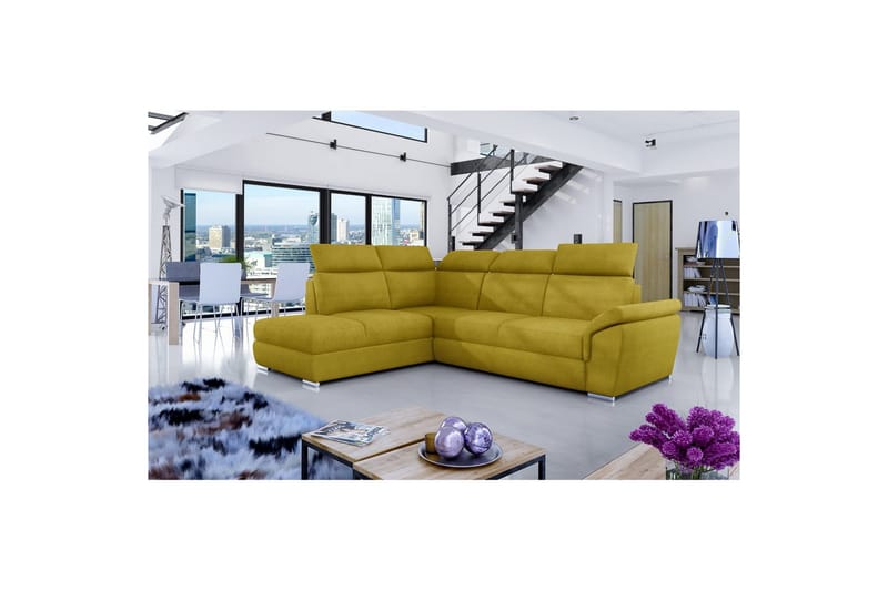 Hörnsoffa Eltap Loreto 260x210x102 cm - Omega 68, Gul, Vänster - Möbler - Vardagsrum - Bäddsoffor