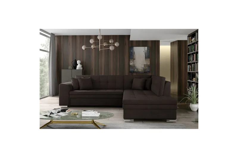 Hörnsoffa Eltap Pieretta 260x207x78 cm - Jasmine 29, Brun, Höger - Möbler - Vardagsrum - Bäddsoffor