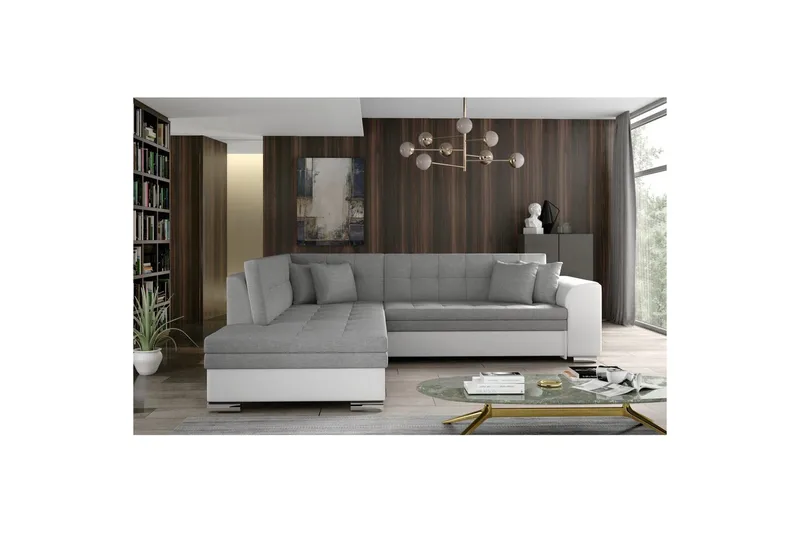 Hörnsoffa Eltap Pieretta 260x207x78 cm - Sawana 21, Soft 17, Grå, Vit, Vänster - Möbler - Vardagsrum - Bäddsoffor