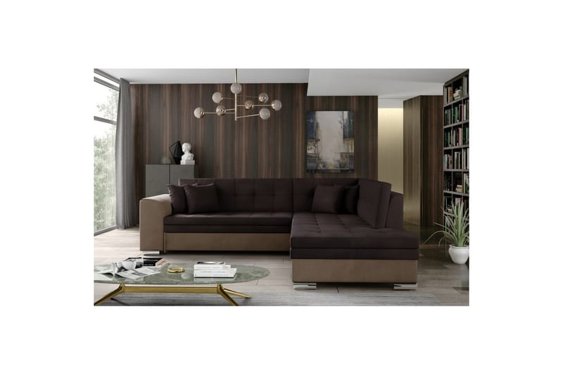 Hörnsoffa Eltap Pieretta 260x207x78 cm - Monolith 29, Monolith 09, Brun, Mörkbeige, Höger - Möbler - Vardagsrum - Bäddsoffor