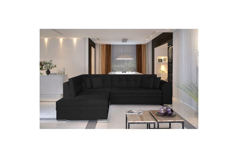 Hörnsoffa Eltap Pieretta 260x207x78 cm - Kronos 07, Svart, Vänster - Möbler - Vardagsrum - Bäddsoffor