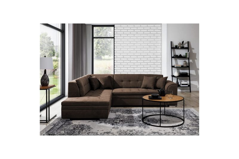 Hörnsoffa Eltap Pieretta 260x207x78 cm - Poco 22, Brun, Vänster - Möbler - Vardagsrum - Bäddsoffor