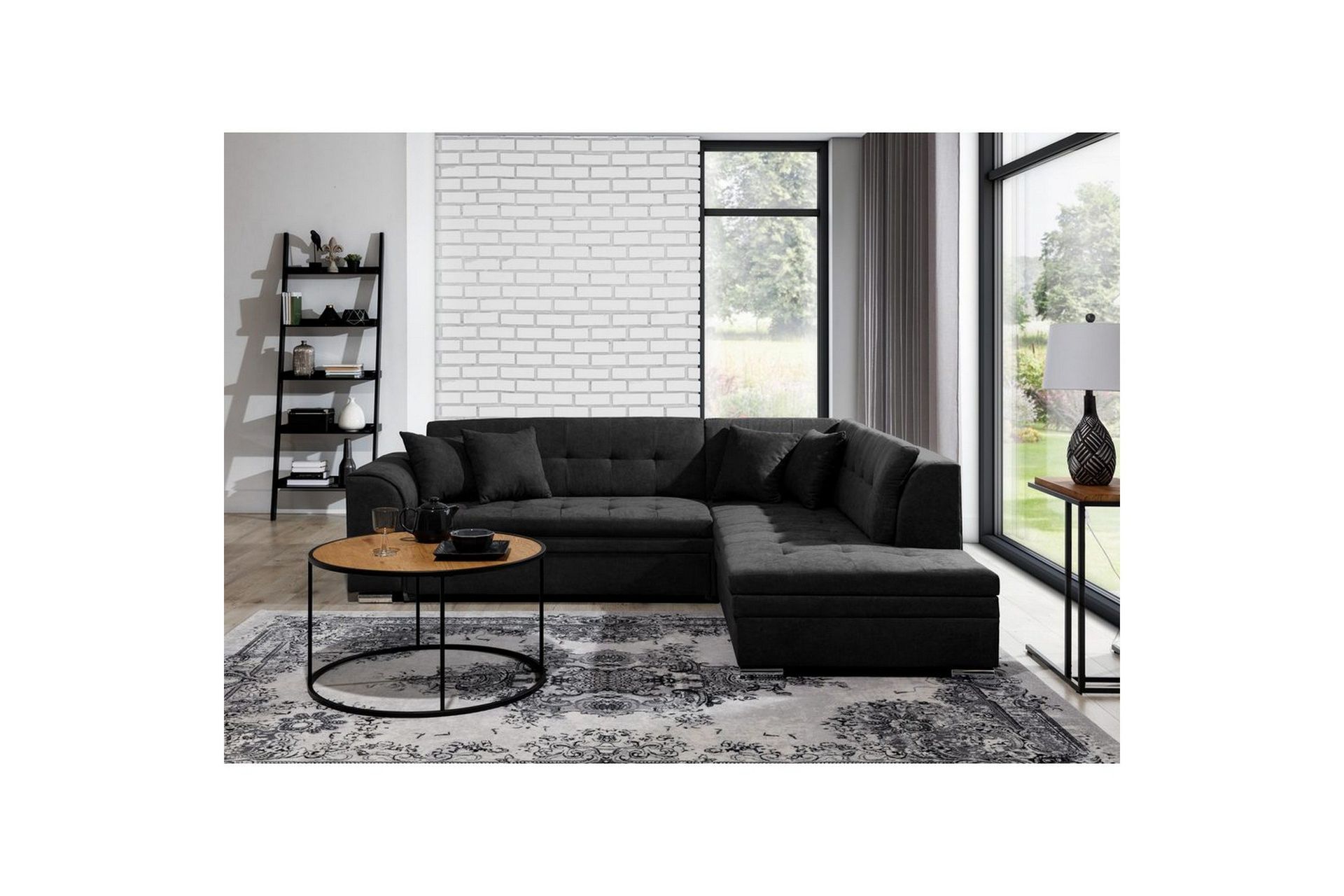 H&ouml;rnsoffa Eltap Pieretta 260x207x78 cm - Poco 10, Svart, H&ouml;ger