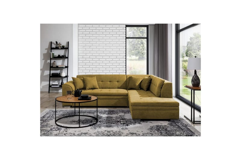 Hörnsoffa Eltap Pieretta 260x207x78 cm - Poco 50, Gul, Höger - Möbler - Vardagsrum - Bäddsoffor