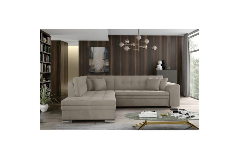 Hörnsoffa Eltap Pieretta 260x207x78 cm - Paros 02, Beige, Vänster - Möbler - Vardagsrum - Bäddsoffor
