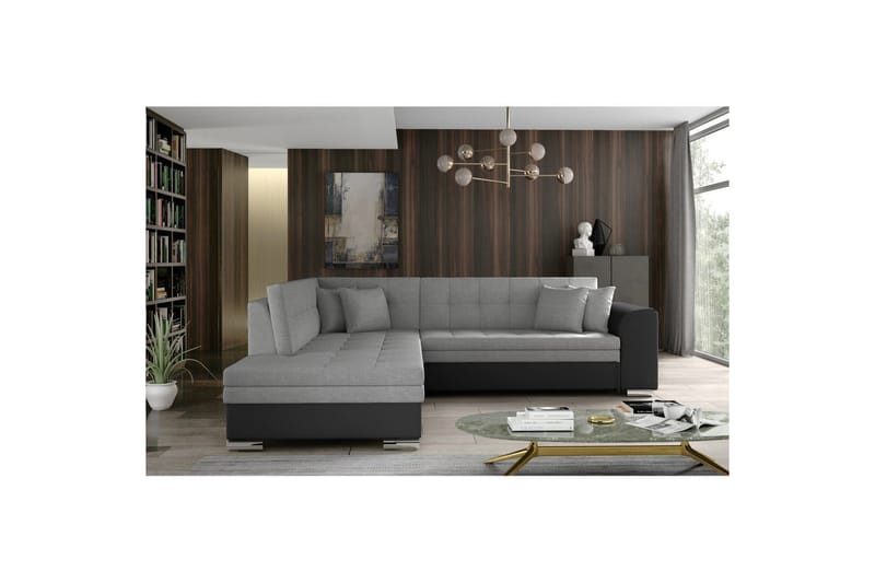 Hörnsoffa Eltap Pieretta 260x207x78 cm, Sawana 21, Soft 11, Grå, Svart, Vänster