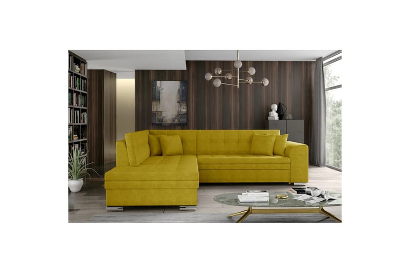 Hörnsoffa Eltap Pieretta 260x207x78 cm, Omega 68, Gul, Vänster