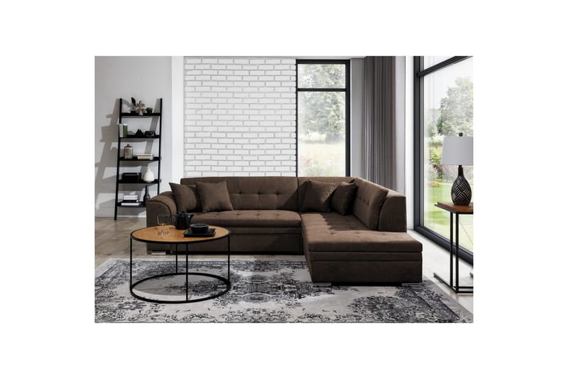 Hörnsoffa Eltap Pieretta 260x207x78 cm - Poco 22, Brun, Höger - Möbler - Vardagsrum - Bäddsoffor