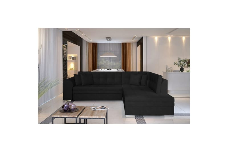 Hörnsoffa Eltap Pieretta 260x207x78 cm - Kronos 07, Svart, Höger - Möbler - Vardagsrum - Bäddsoffor