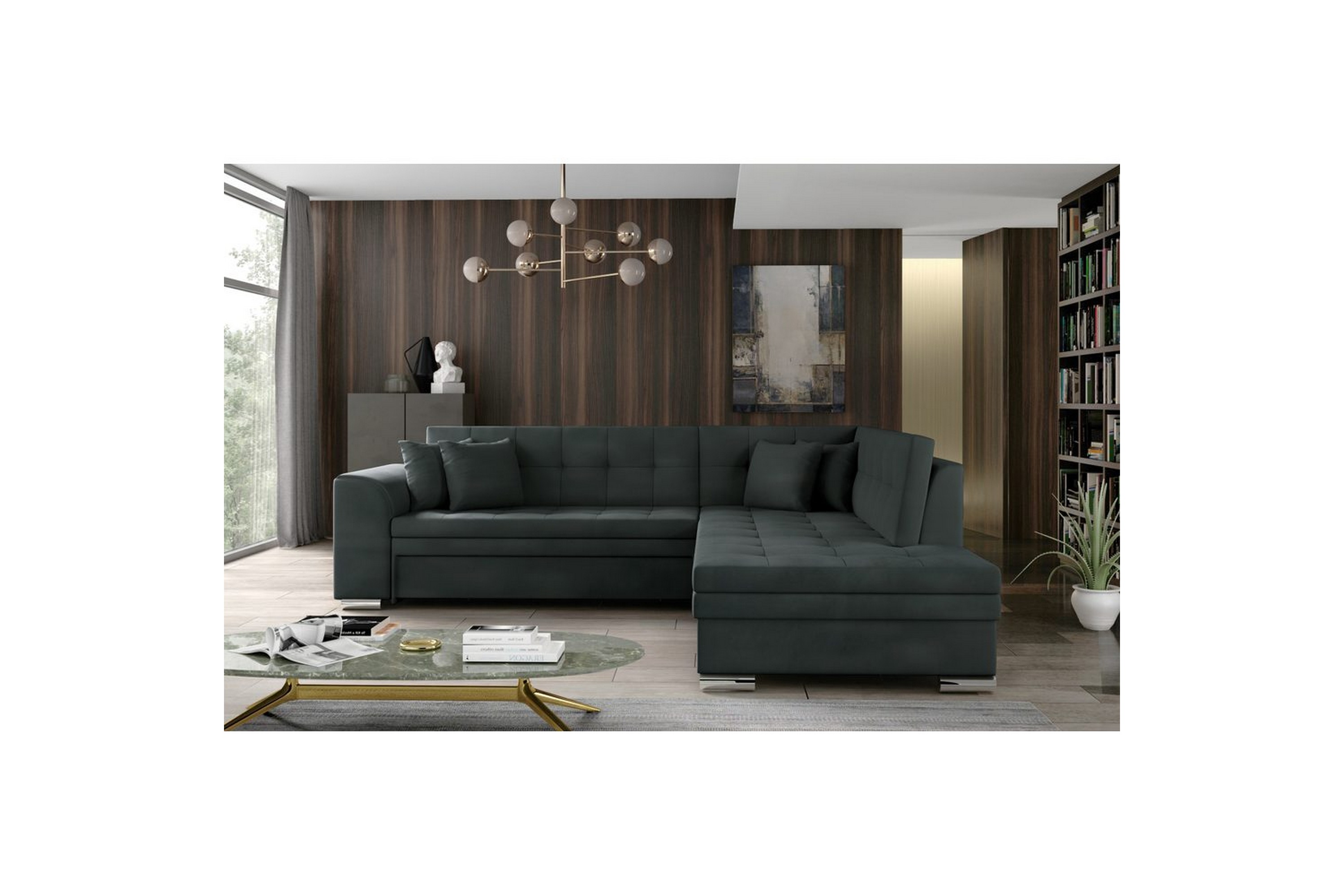 hörnsoffa eltap pieretta 260x207x78 cm - monolith 97, mörkgrå, höger