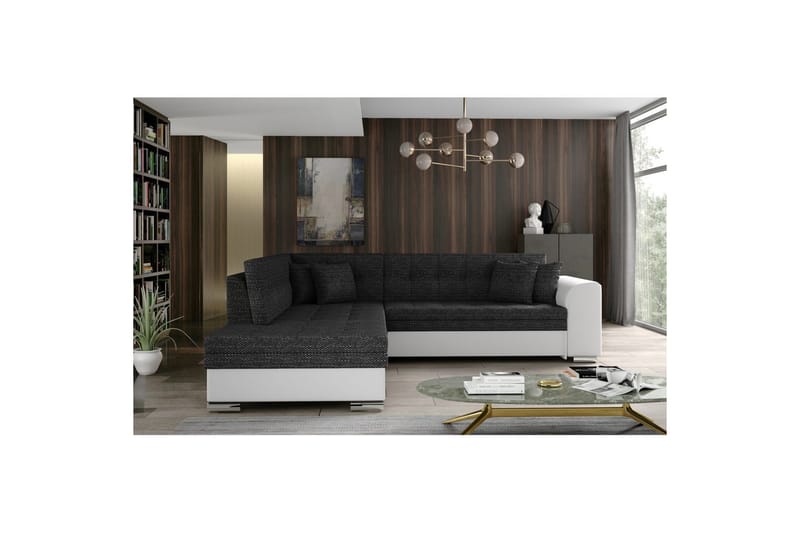 Hörnsoffa Eltap Pieretta 260x207x78 cm, Berlin 02, Soft 17, Svart, Vit, Vänster