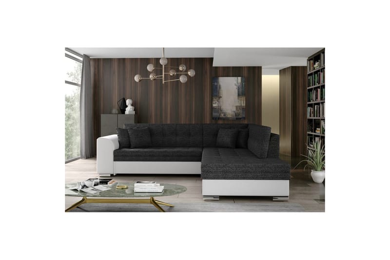 Hörnsoffa Eltap Pieretta 260x207x78 cm - Berlin 02, Soft 17, Svart, Vit, Höger - Möbler - Vardagsrum - Bäddsoffor