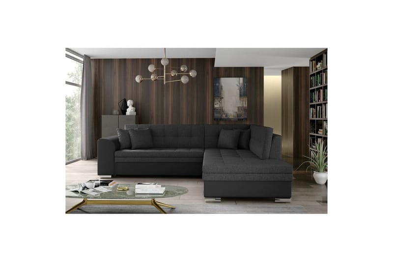 Hörnsoffa Eltap Pieretta 260x207x78 cm - Inari 96, Soft 11, Mörkgrå, Svart, Höger - Möbler - Vardagsrum - Bäddsoffor