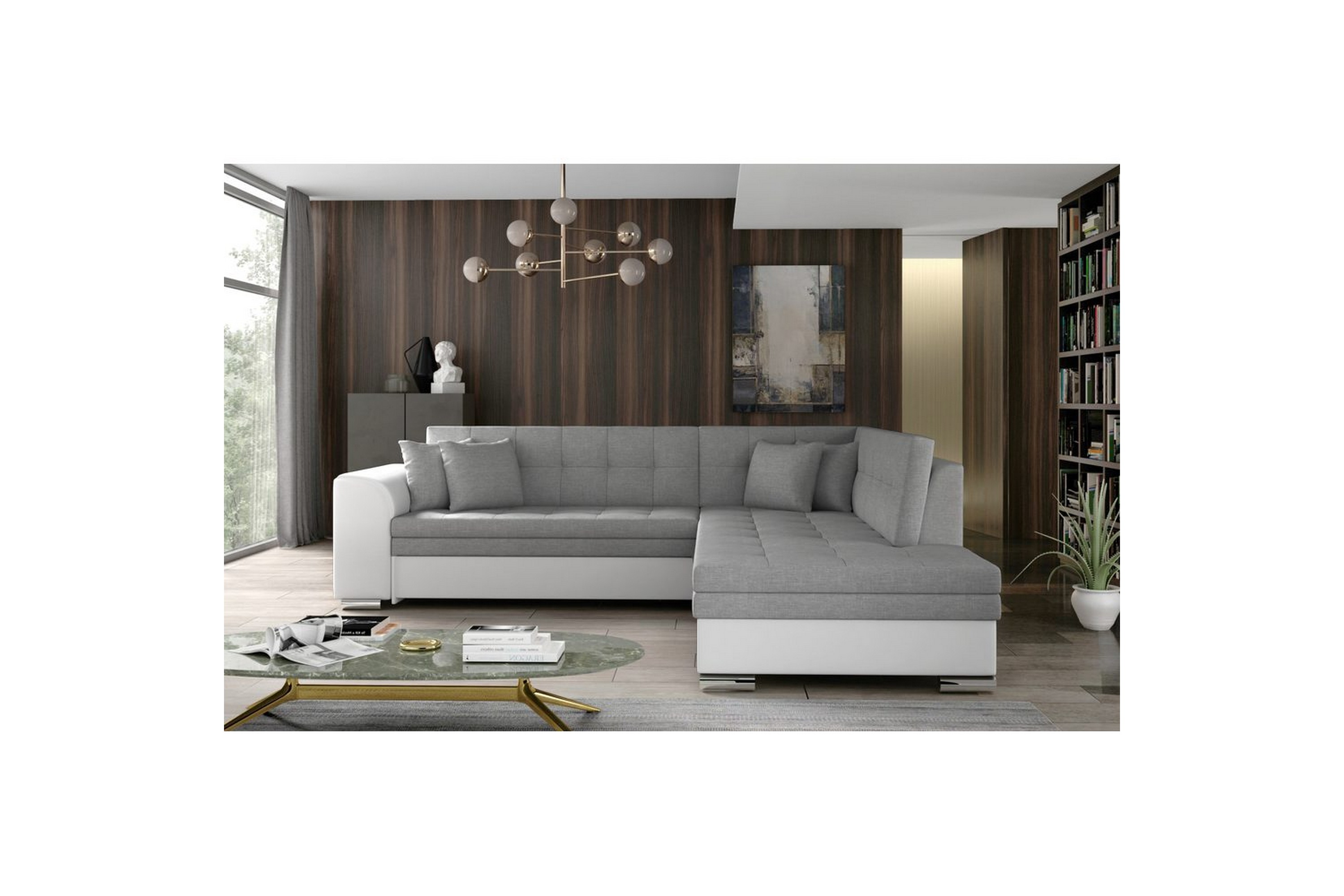 hörnsoffa eltap pieretta 260x207x78 cm - sawana 21, soft 17, grå, vit, höger