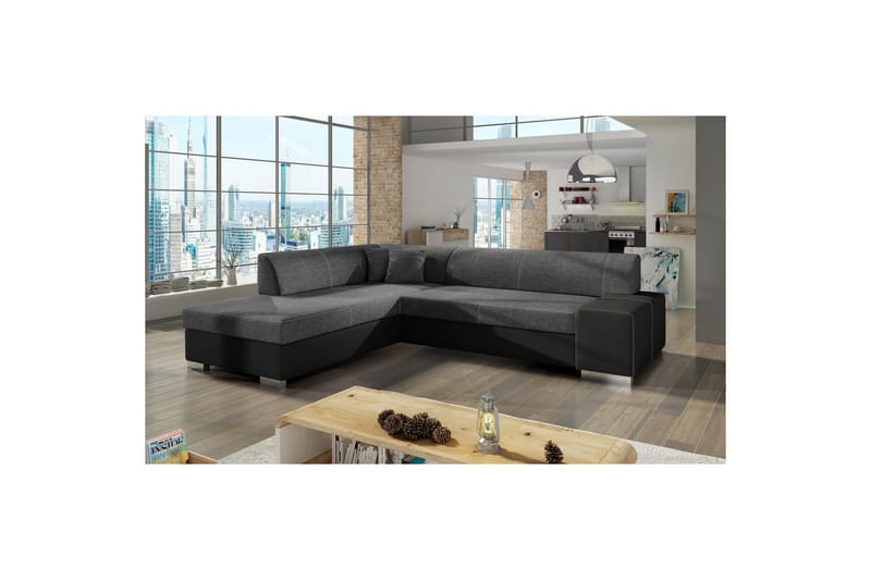Hörnsoffa Eltap Porto 278x217x74 cm - Sawana 05, Soft 11, Grå, Svart, Vänster - Möbler - Vardagsrum - Bäddsoffor