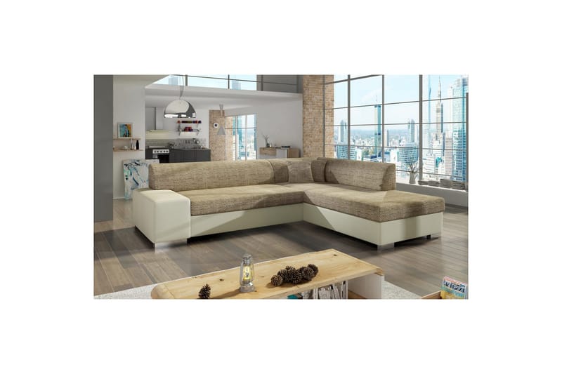 Hörnsoffa Eltap Porto 278x217x74 cm - Berlin 03, Soft 33, Beige, Höger - Möbler - Vardagsrum - Bäddsoffor