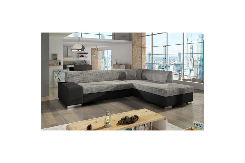 Hörnsoffa Eltap Porto 278x217x74 cm - Berlin 01, Soft 11, Grå, Svart, Höger - Möbler - Vardagsrum - Bäddsoffor