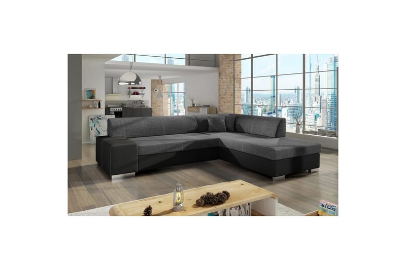 Hörnsoffa Eltap Porto 278x217x74 cm - Sawana 05, Soft 11, Grå, Svart, Höger - Möbler - Vardagsrum - Bäddsoffor
