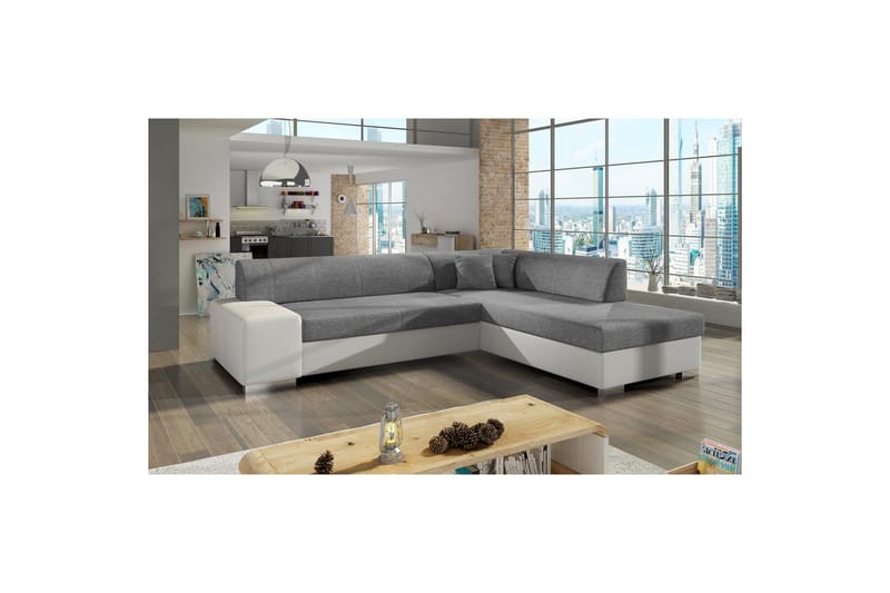 Hörnsoffa Eltap Porto 278x217x74 cm - Sawana 21, Soft 17, Grå, Vit, Höger - Möbler - Vardagsrum - Bäddsoffor