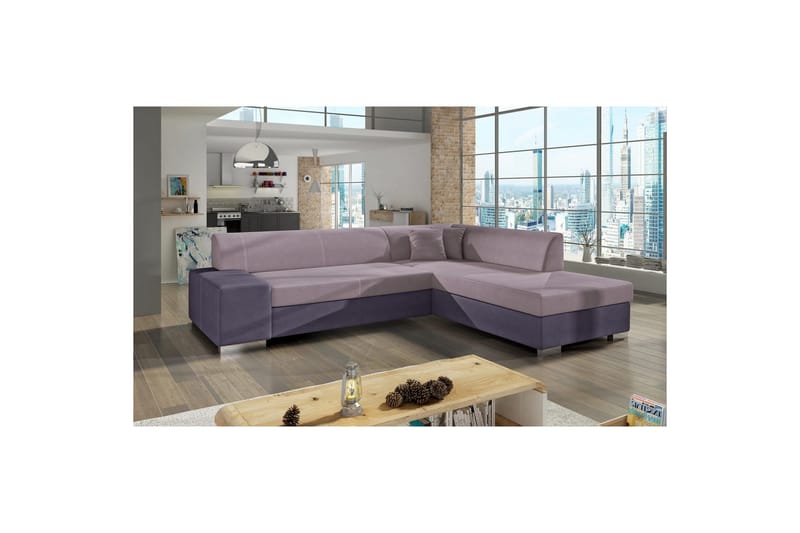 Hörnsoffa Eltap Porto 278x217x74 cm - Soro 61, Soro 65, Rosa, Lila, Höger - Möbler - Vardagsrum - Bäddsoffor