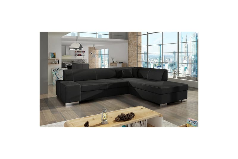 Hörnsoffa Eltap Porto 278x217x74 cm - Sawana 14, Svart, Höger - Möbler - Vardagsrum - Bäddsoffor