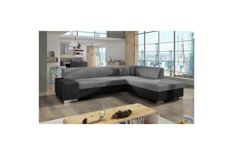 Hörnsoffa Eltap Porto 278x217x74 cm - Sawana 21, Soft 11, Grå, Svart, Höger - Möbler - Vardagsrum - Bäddsoffor