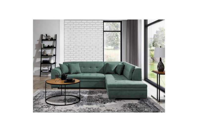 Hörnsoffa Eltap Pieretta 260x207x78 cm - Poco 100, Grön, Höger - Möbler - Vardagsrum - Bäddsoffor